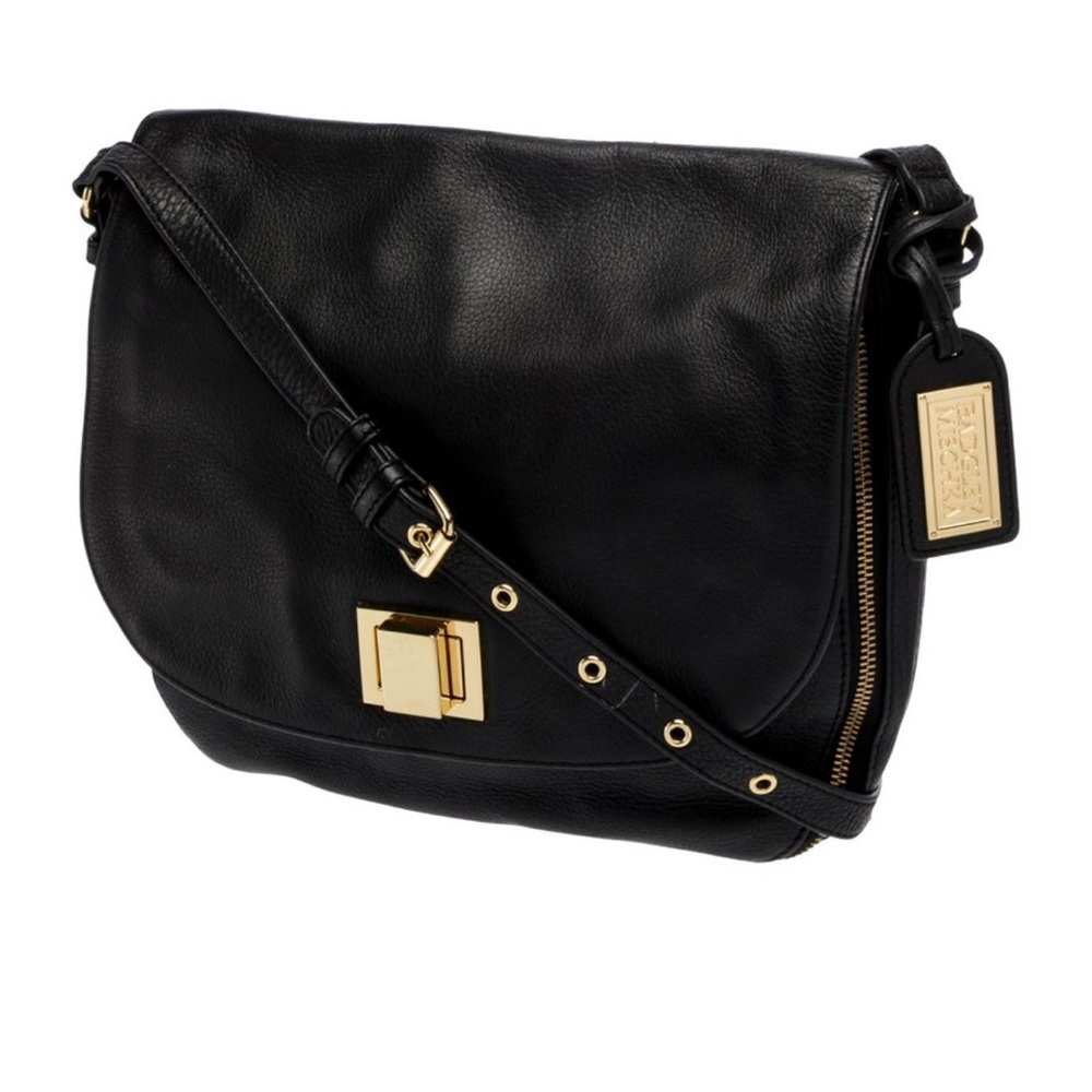 SOLD LIVE! Vintage Badgley Mischka Black Leather Shoulder Bag - Picture 2 of 5